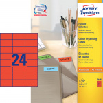 Etiket Avery 3448 70x37 mm. Rød (100 ark)