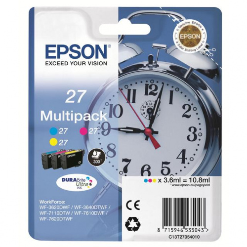 Blækpatroner Epson T27 C,M,Y (3-pak)