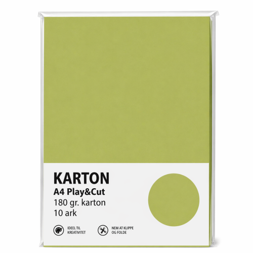 Karton A4 180 gr. 10 ark Klar Løvgrøn