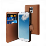 Cover Samsung Galaxy S5 Mini, brun kunstlæder m/plads til kreditkort