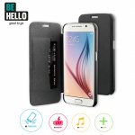 Cover Samsung Galaxy S6, læderlook m/kreditkort Sort