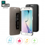 Cover Samsung Galaxy S6 EDGE, sort m/plads til kreditkort