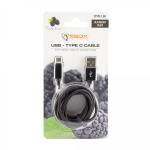 Laderkabel USB-C, nylon 1,5 mtr. Sort