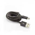 Laderkabel USB-C, nylon 1,5 mtr. Sort - Image 2