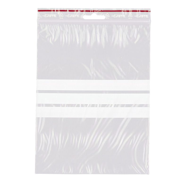 Lynlåspose 150×200 mm. m/skrivefelt T-72 T230310 (100 stk.) Lynlåspose T-66 150x200 mm med skrivefelt og rundt ophængshul – fødevaregodkendt minigrip pose