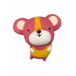 Squishy Bamse pink med gul tøj 12x11 cm.