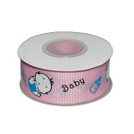 Dekorationsbånd med baby, 25 mm. x 10 mtr. (lysrød)