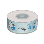 Dekorationsbånd med baby, 25 mm. x 10 mtr. (lysblå)