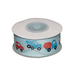 Dekorationsbånd med køretøjer, 25 mm. x 10 mtr. (lysblå)