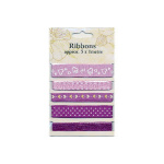 Bånd m/lilla mønster 5 ass. (5x1 mtr.)