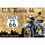 Metalskilt "U.S. Route 66 Map" 20x30 cm.