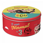 Metaldåse "I was normal 3 Cats ago" kagedåse (Oval)