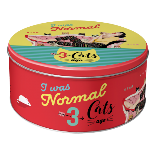 Metaldåse “I was normal 3 Cats ago” kagedåse (Oval)