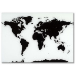 Glastavle Verdens Kort 80x55 cm.