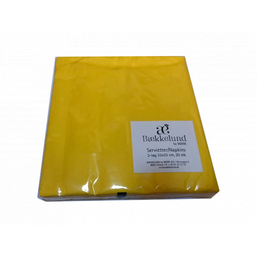 Servietter 33×33 cm. 3-lags Gul (20 stk.)