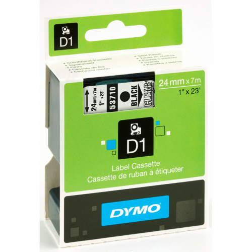 Dymo D1 tape 24 mm. sort/klar 53710