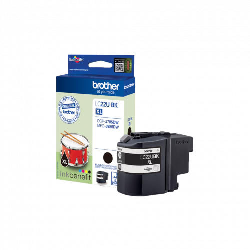 Blækpatron Brother LC22U BK XL Sort (2.400 sider)