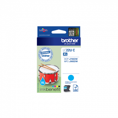 Blækpatron Brother LC22UC XL Cyan (1.200 sider)