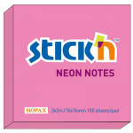 Selvklæbende blok Stick´n 76x76 mm. neon neonrød 21166