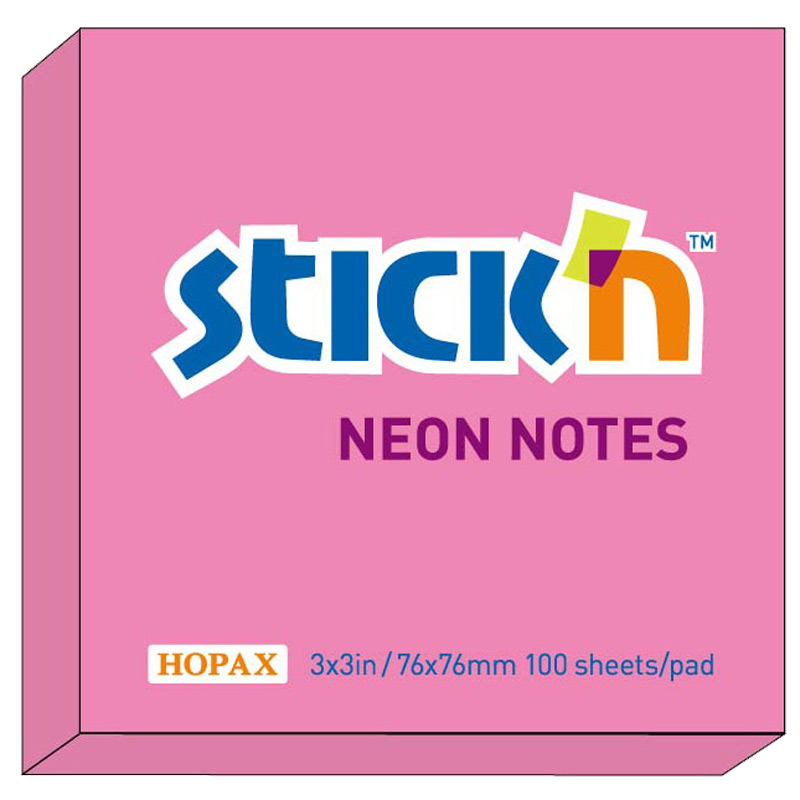 Selvklæbende blok Stick´n 76×76 mm. neon neonrød 21166 Selvklæbende blok Stick´n 76x76 mm. neon neonrød 21166 - Image 1