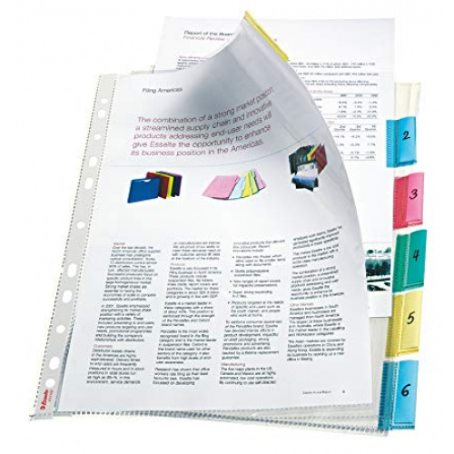 Plastlomme m/index Esselte 130 my. A4 maxi 6 faner