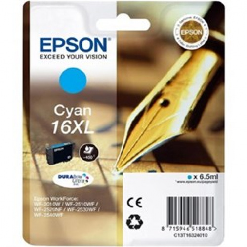 Blækpatron Epson T1632 XL, cyan (450 sider) Fyldepen-serien