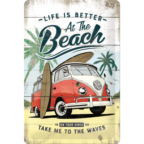 Metalskilt “VW at the beach” 20×30 cm.