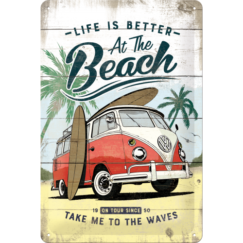 Metalskilt “VW at the beach” 20×30 cm. Metalskilt "VW at the beach" 20x30 cm. - Image 1