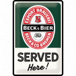 Metalskilt "Beck´s Bier served here!" 20x30 cm.