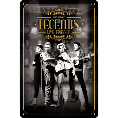 Metalskilt “Legends Live Forever” 20×30 cm.