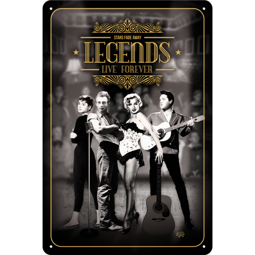 Metalskilt “Legends Live Forever” 20×30 cm. Metalskilt "Legends Live Forever" 20x30 cm. - Image 1