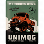 Metalskilt "Mercedes-Benz UNIMOG" 30x40 cm.