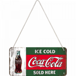 Metalskilt m/snor “Ice cold Coca-Cola”