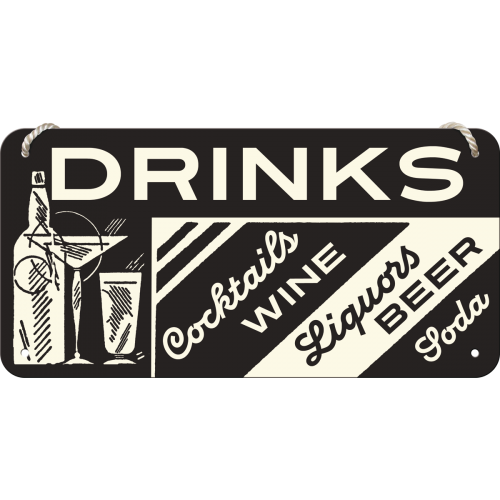 Metalskilt m/snor “DRINKS”