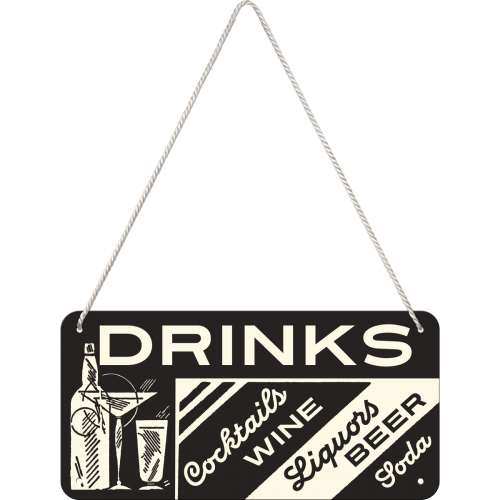Metalskilt m/snor “DRINKS”