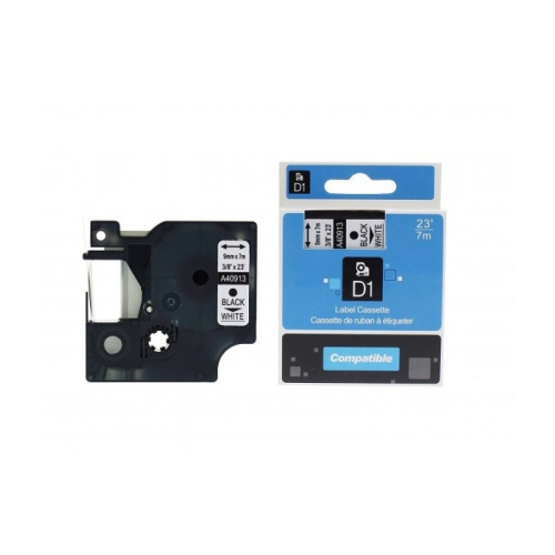 Kompatibel Dymo D1 tape 9 mm. sort/hvid 40913