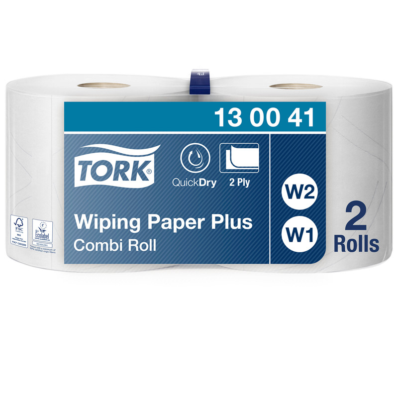 Aftørringspapir Tork Plus W1/W2 2-lags hvid 255 mtr. (2 ruller) 130041 Aftørringspapir Tork Plus W1/W2 2-lags hvid 255 mtr. (2 ruller) 130041 - Image 1