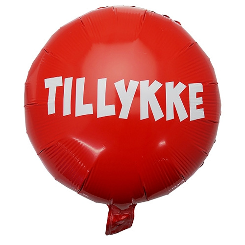 Folieballon TILLYKKE rød 35 cm.