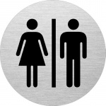 Toiletskilt D & H Ø:75 mm. aluminium