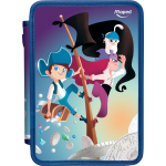 Penalhus dobbelt rum m/pirater, blå (34 dele)