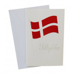 Kort-/telegram A5 med dannebrog/Tillykke