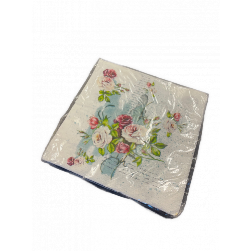 Servietter 33×33, 3-lags, Roser Cup (20 stk. )