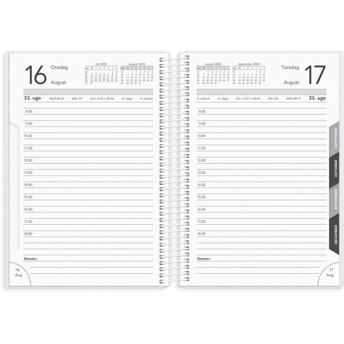 Spiralkalender Basic grå PP 11,7×17,1 cm. 1-dag 2023