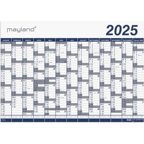 Vægkalender vinyl 2025 1×13 mdr.