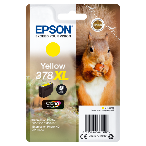 Blækpatron Epson T378 XL Yellow (9,3 ml.)