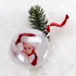 Julekugle til 2 billeder Ø7,5 cm.