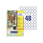 Multilabels Avery 6223, Ø30 mm. aftagelig 10 ark. Hvid