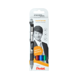 Kuglepen Pentel BL77 rollerpen 0,7 mm. sort, blå, rød og grøn (4-pak)