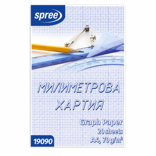 Spree millimeterpapir A4 70 gram med 20 ark