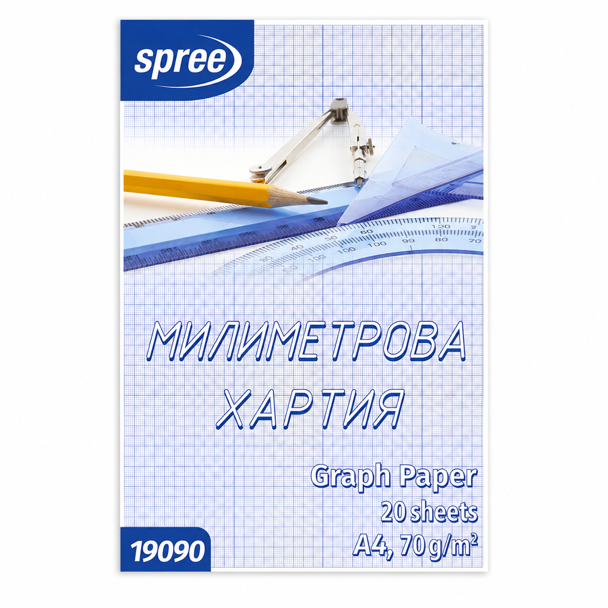 Millimeterblok A4 70g/m2 (20 ark) Spree millimeterpapir A4 70 gram med 20 ark